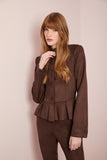 Conjunto Jaqueta e Calça Suede Marrom Anne Fernandes