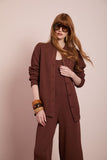 Conjunto Macacão e Casaco Tricot Marrom Anne Fernandes