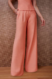 Conjunto Top Calça Pregas Peach Litt