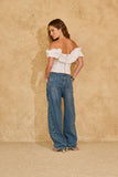 Corset Ombro a Ombro Babados Off White Anne Fernandes