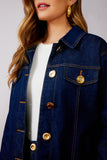 Jaqueta Jeans Escuro Botões Litt