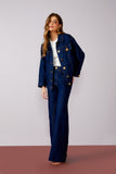 Jaqueta Jeans Escuro Botões Litt