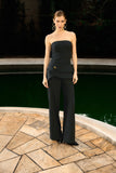 Macacão Peplum Transpasse Preto Anne Fernandes