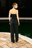 Macacão Peplum Transpasse Preto Anne Fernandes