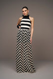 Saia Longa Tela Crochet Preto e Creme Anne Fernandes