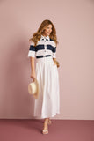 Saia Longa Pregas Off White Anne Fernandes