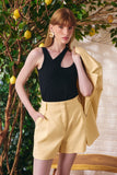 Short Alfaiataria Risca de Giz Amarelo Milk Litt
