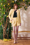 Short Alfaiataria Risca de Giz Amarelo Milk Litt