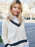 Suéter Tricot Gola V Creme Anne Fernandes