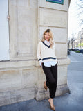 Suéter Tricot Gola V Creme Anne Fernandes