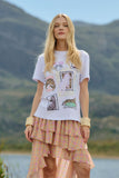 T-Shirt Onça Selos Branca Anne Fernandes