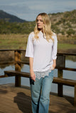 T-Shirt Renda Barra Branca Anne Fernandes