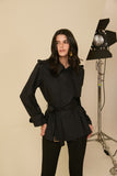 Trench Coat Curto Preto Anne Fernandes