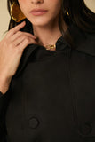 Trench Coat Curto Preto Anne Fernandes