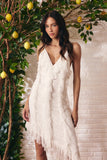 Vestido Assimétrico Babados Renda Off White Litt