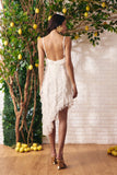 Vestido Assimétrico Babados Renda Off White Litt