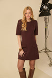 Vestido Curto Alfaiataria Marrom Anne Fernandes