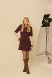 Vestido Curto Alfaiataria Marrom Anne Fernandes