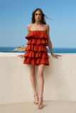 Vestido Curto Babados Terracota Anne Fernandes