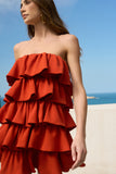 Vestido Curto Babados Terracota Anne Fernandes