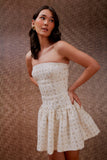 Vestido Curto Bordado Joias Off White Litt