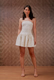 Vestido Curto Bordado Joias Off White Litt