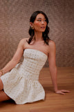 Vestido Curto Bordado Joias Off White Litt