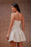 Vestido Curto Bordado Joias Off White Litt