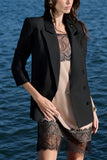 Vestido Curto Cetim com Renda Bege Anne Fernandes