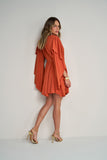 Vestido Curto Drapeado Terracota Anne Fernandes
