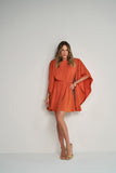 Vestido Curto Drapeado Terracota Anne Fernandes