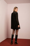 Vestido Curto Gola Alta Veludo Preto Anne Fernandes