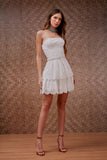 Vestido Curto Laise Floral Cinto Off White Litt