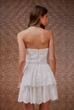 Vestido Curto Laise Floral Cinto Off White Litt