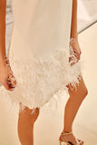Vestido Curto Plumas Off White Anne Fernandes