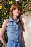 Vestido Curto Recortes Jeans Claro Litt