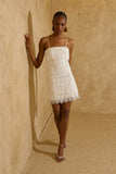 Vestido Curto Renda Babados Off White Anne Fernandes