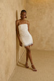 Vestido Curto Renda Babados Off White Anne Fernandes