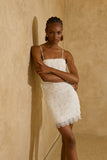 Vestido Curto Renda Babados Off White Anne Fernandes