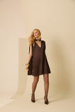 Vestido Curto Solto Cetim Marrom Anne Fernandes