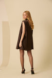 Vestido Curto Solto Cetim Marrom Anne Fernandes