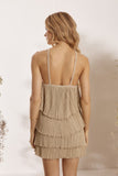 Vestido Curto Tricot Plissado Dourado Litt