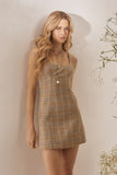 Vestido Curto Tubo Xadrez de Galles Taupe Litt