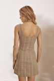 Vestido Curto Tubo Xadrez de Galles Taupe Litt