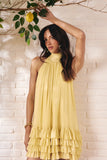 Vestido Curto Tule Babadinhos Amarelo Milk Litt