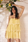 Vestido Curto Tule Babados Renda Amarelo Milk Litt