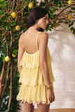 Vestido Curto Tule Babados Renda Amarelo Milk Litt
