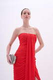 Vestido Longo Drapeado Vermeho Arte Sacra
