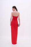 Vestido Longo Drapeado Vermeho Arte Sacra