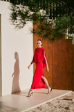 Vestido Longo Drapeado Vermelho Anne Fernandes